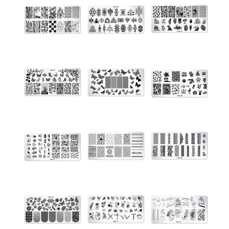 5 PCS Square Nail Art Print Template Nail Accessories(OMJ-10) - Nail Art Equipment by PMC Jewellery | Online Shopping South Africa | PMC Jewellery | Buy Now Pay Later Mobicred