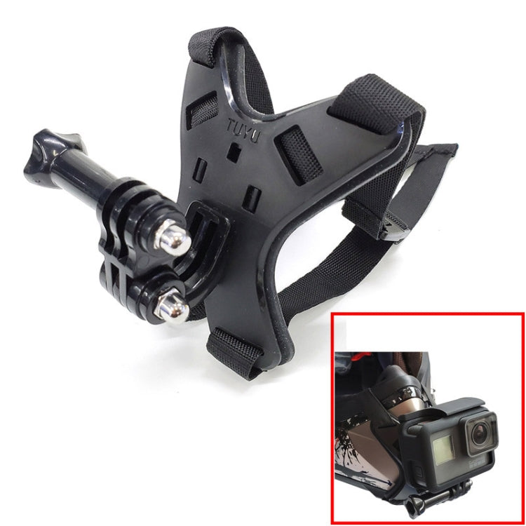 TUYU Motorcycle Helmet Chin Action Camera Mobile Phone Mounting Bracket Black Bracket - Helmet Mount by TUYU | Online Shopping South Africa | PMC TechLife | Buy Now Pay Later Mobicred