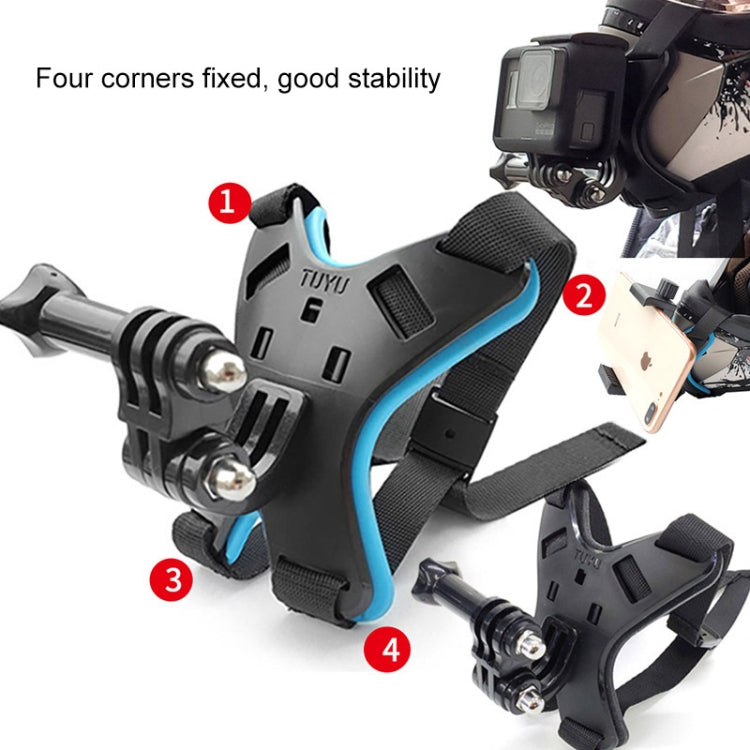 TUYU Motorcycle Helmet Chin Action Camera Mobile Phone Mounting Bracket Black Bracket+Mobile Phone Clip - Helmet Mount by TUYU | Online Shopping South Africa | PMC TechLife | Buy Now Pay Later Mobicred