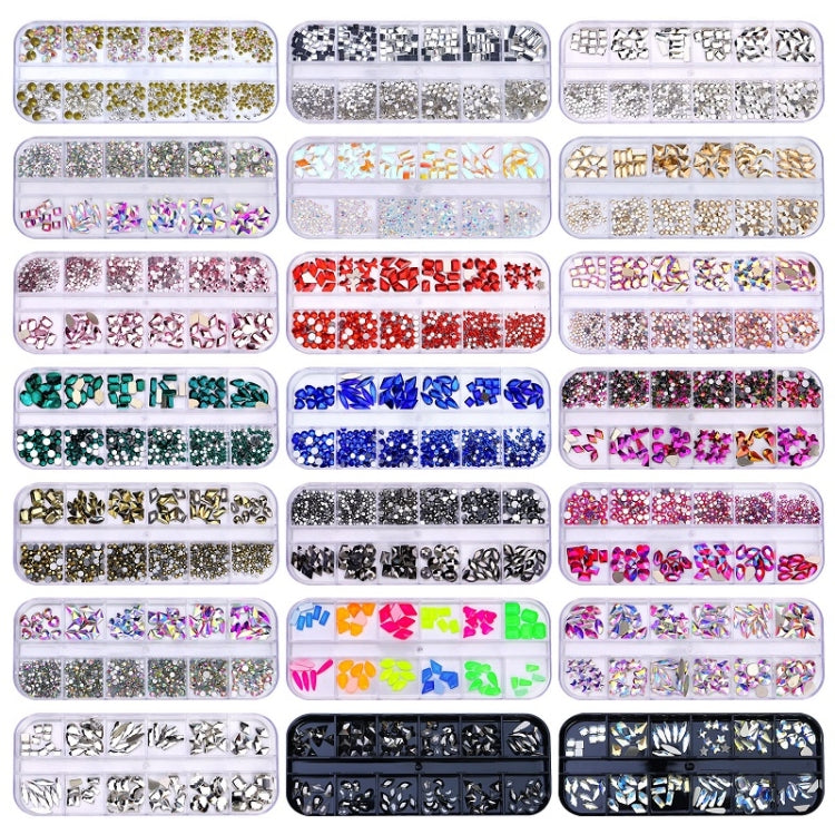 12 Grid Flat Bottom Shaped Nail Rhinestones Nail Decoration, Specification: 03 - Nail Stickers by PMC Jewellery | Online Shopping South Africa | PMC Jewellery | Buy Now Pay Later Mobicred