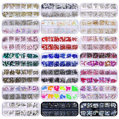 12 Grid Flat Bottom Shaped Nail Rhinestones Nail Decoration, Specification: 04 - Nail Stickers by PMC Jewellery | Online Shopping South Africa | PMC Jewellery | Buy Now Pay Later Mobicred