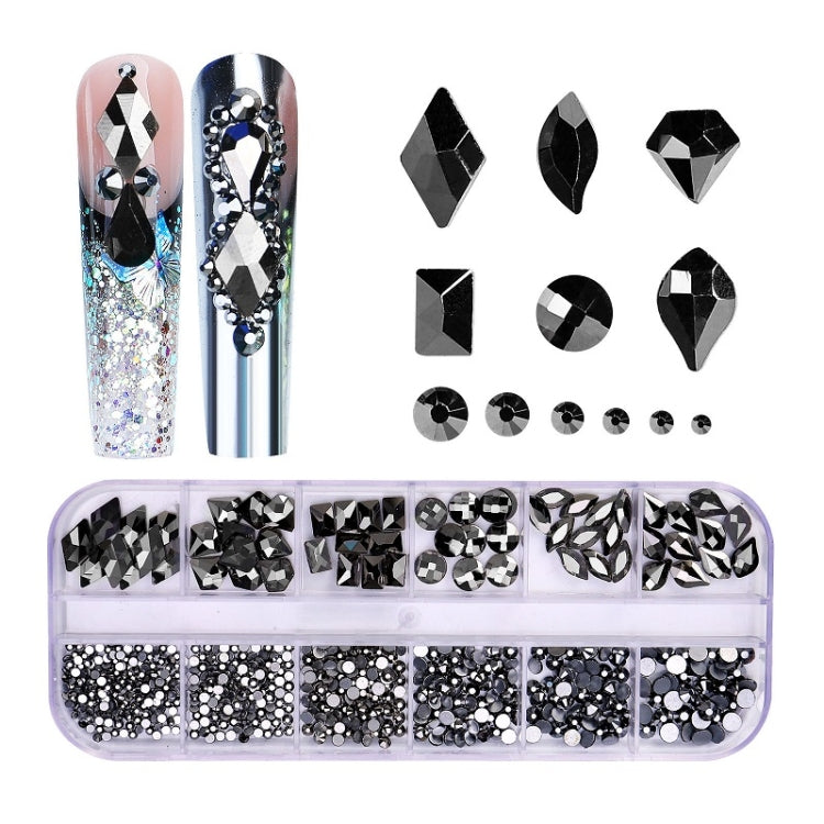 12 Grid Flat Bottom Shaped Nail Rhinestones Nail Decoration, Specification: 14 - Nail Stickers by PMC Jewellery | Online Shopping South Africa | PMC Jewellery | Buy Now Pay Later Mobicred