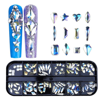 12 Grid Flat Bottom Shaped Nail Rhinestones Nail Decoration, Specification: 21 - Nail Stickers by PMC Jewellery | Online Shopping South Africa | PMC Jewellery | Buy Now Pay Later Mobicred