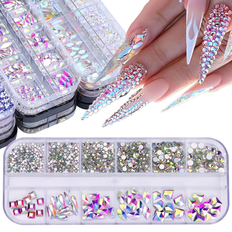 12 Grid Flat Bottom Shaped Nail Rhinestones Nail Decoration, Specification: 28 - Nail Stickers by PMC Jewellery | Online Shopping South Africa | PMC Jewellery | Buy Now Pay Later Mobicred