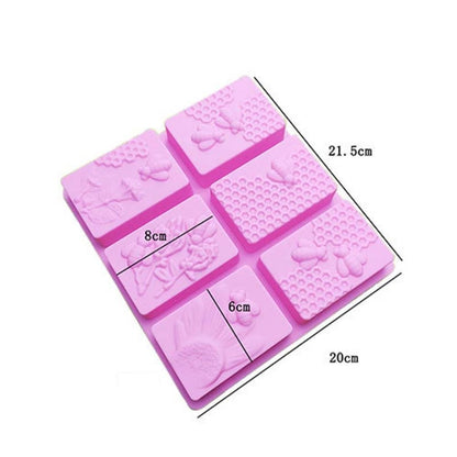 6 Grid  Square Honeycomb Ice Cube Cake Mould Square Handmade Soap Mould(Pink) - Food Molds by PMC Jewellery | Online Shopping South Africa | PMC Jewellery