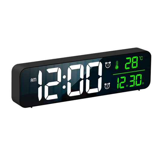 8810 LED Mirror Living Room Music Wall Clock with Temperature Date Display(Black) - Alarm Clocks by PMC Jewellery | Online Shopping South Africa | PMC Jewellery | Buy Now Pay Later Mobicred