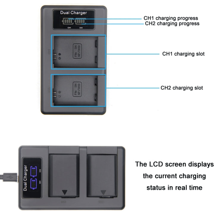 NP-FW50 Vertical Dual Charge SLR Camera Battery Charger - Battery USB Charger by PMC Jewellery | Online Shopping South Africa | PMC Jewellery