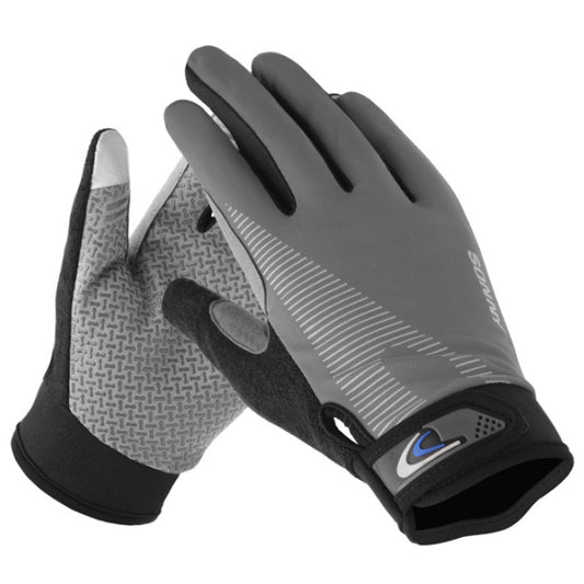 1 Pair QX0002 Sports Sunscreen Touch Screen Non-slip Wear Resistant Shock Absorbing Cycling Gloves, Size: L(Gray) - Cycling Gloves by PMC Jewellery | Online Shopping South Africa | PMC Jewellery | Buy Now Pay Later Mobicred