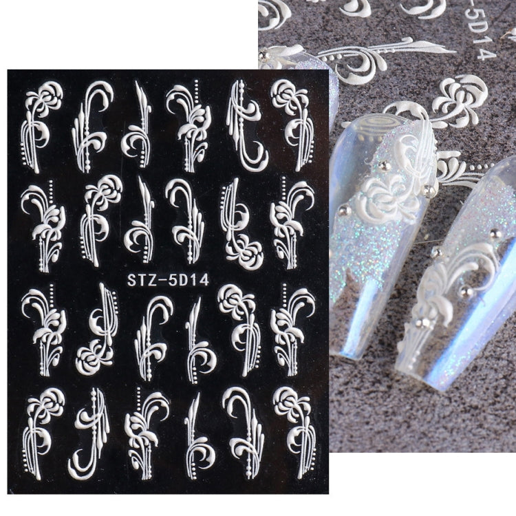 5D Three-dimensional Carved Nail Art Stickers Rose Pattern Embossed Nail Stickers(Stz-5D14) - Nail Stickers by PMC Jewellery | Online Shopping South Africa | PMC Jewellery | Buy Now Pay Later Mobicred