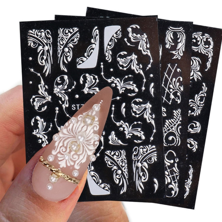 5D Three-dimensional Carved Nail Art Stickers Rose Pattern Embossed Nail Stickers(Stz-5D12) - Nail Stickers by PMC Jewellery | Online Shopping South Africa | PMC Jewellery | Buy Now Pay Later Mobicred