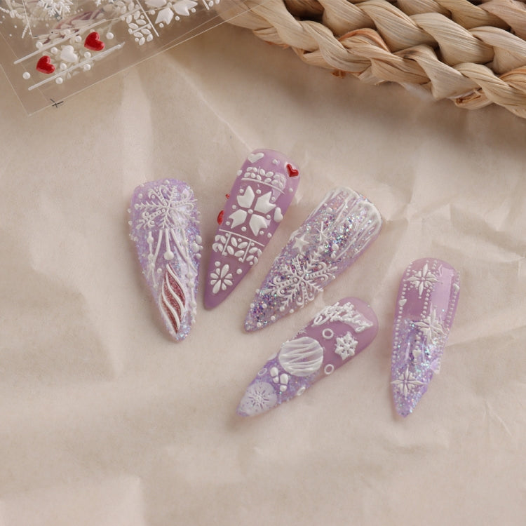 3 PCS 5D Embossed Nail Stickers Christmas Snowflake Elk Nail Stickers(5D-K119) - Nail Stickers by PMC Jewellery | Online Shopping South Africa | PMC Jewellery | Buy Now Pay Later Mobicred