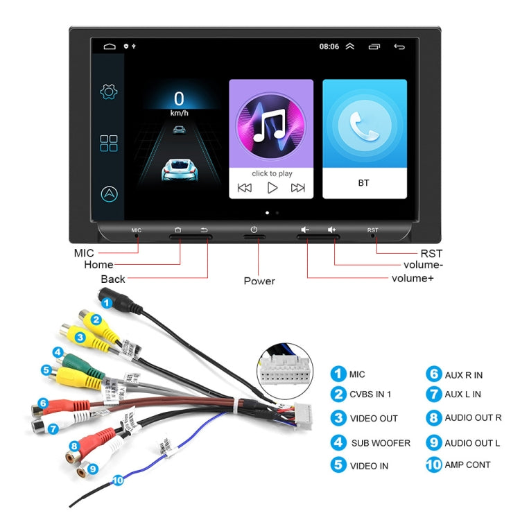 7 inch Carplay GPS Navigation Reverse Integrated Machine, Style: Standard+8 Light Camera(2+32G) - Car MP3 & MP4 & MP5 by PMC Jewellery | Online Shopping South Africa | PMC Jewellery | Buy Now Pay Later Mobicred