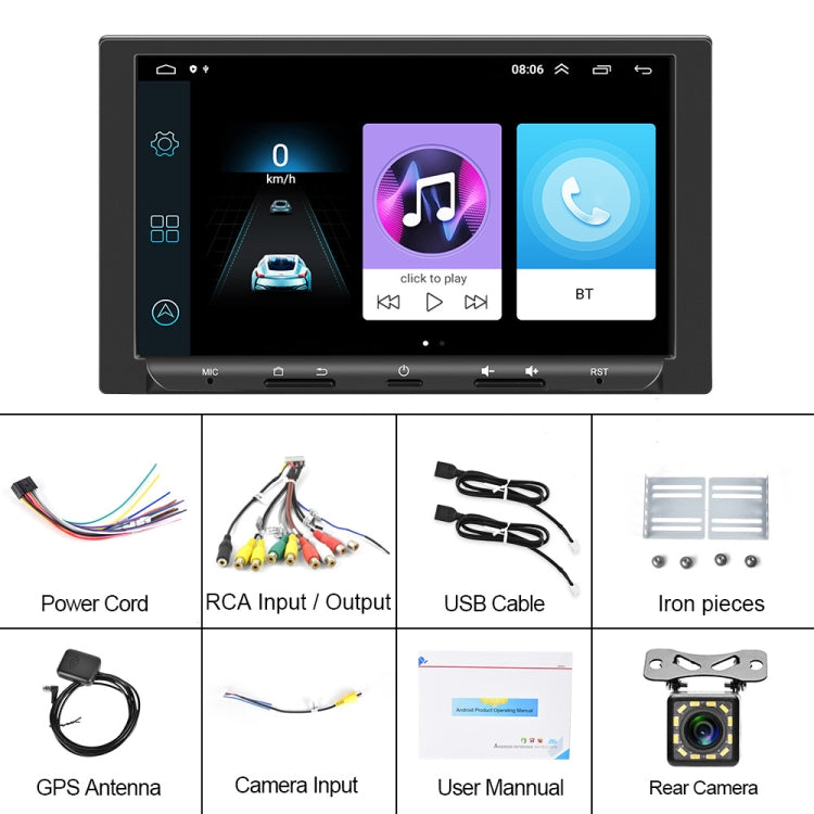 7 inch Carplay GPS Navigation Reverse Integrated Machine, Style: Standard+12 Light Camera(2+32G) - Car MP3 & MP4 & MP5 by PMC Jewellery | Online Shopping South Africa | PMC Jewellery | Buy Now Pay Later Mobicred