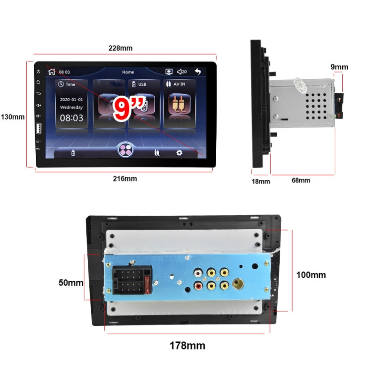Q3570 9 inch Carplay Single Spindle MP5 Player, Style: Standard+8 Light Camera - Car MP3 & MP4 & MP5 by PMC TechLife | Online Shopping South Africa | PMC TechLife | Buy Now Pay Later Mobicred