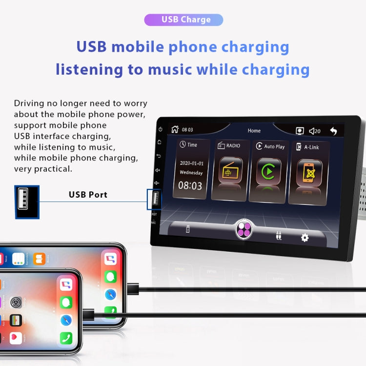 Q3570 9 inch Carplay Single Spindle MP5 Player, Style: Standard+8 Light Camera - Car MP3 & MP4 & MP5 by PMC TechLife | Online Shopping South Africa | PMC TechLife | Buy Now Pay Later Mobicred