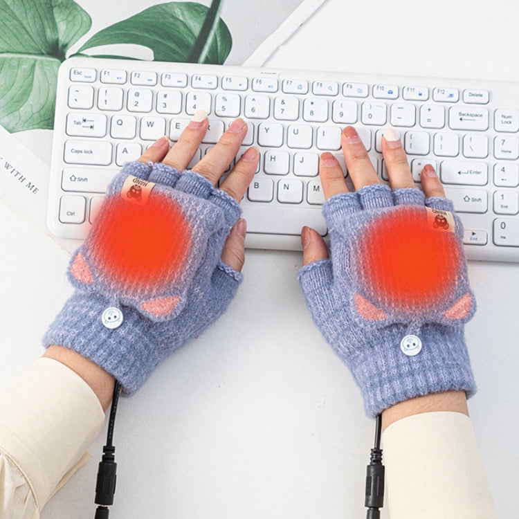 Winter Office USB Heating Warm Half Finger with Cover Gloves Heated Pad, Size: Free Size(Black) - Safety Gloves by PMC Jewellery | Online Shopping South Africa | PMC Jewellery