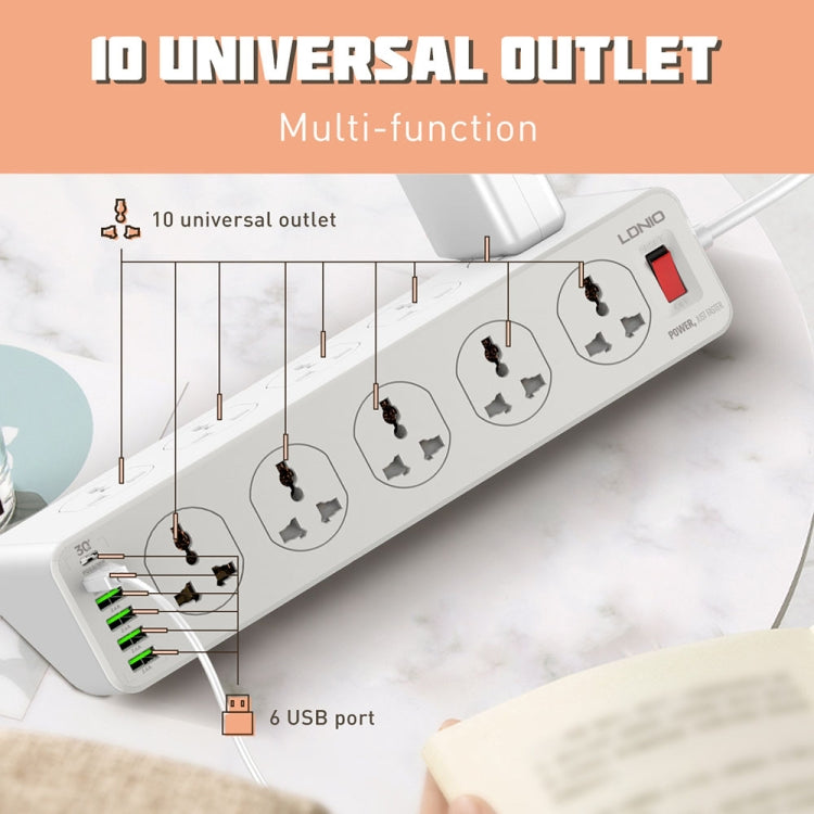 LDNIO SC10610 30W 10+6 Ports Multifunctional Travel Home Office Fast Charging Socket, Spec: UK Plug - Extension Socket by LDNIO | Online Shopping South Africa | PMC Jewellery | Buy Now Pay Later Mobicred