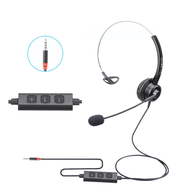 VT200 Single Ear Telephone Headset Operator Headset With Mic,Spec: 3.5mm Single Plug With Answer Key - Microphones & Headsets by PMC Jewellery | Online Shopping South Africa | PMC Jewellery | Buy Now Pay Later Mobicred