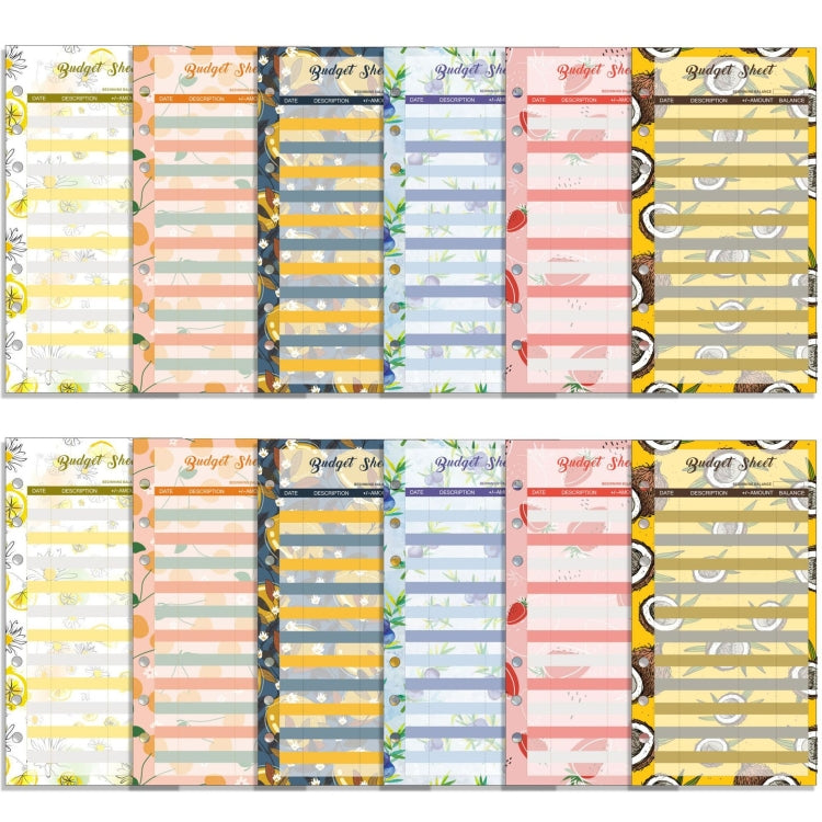 60 Sheets Cash Budget Card Loose-leaf Bookkeeping Replacement Core(Fruits) - free shipping - PMC TechLife - Order now!