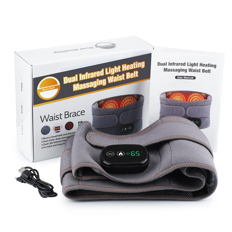 USB Charging Red Light Heating Massage Lumbar Belt Warming Waist Belt(Gray) - free shipping - PMC TechLife - Order now!