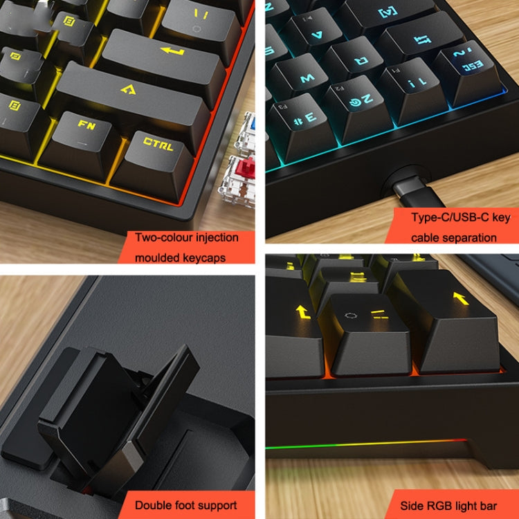 LEAVEN K620 61 Keys Hot Plug-in Glowing Game Wired Mechanical Keyboard, Cable Length: 1.8m, Color: White Black Red Shaft - free shipping - PMC Jewellery - Order now!
