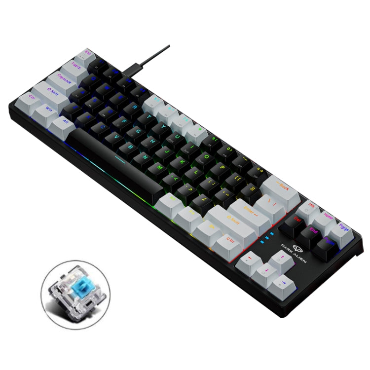 Dark Alien K710 71 Keys Glowing Game Wired Keyboard, Cable Length: 1.8m, Color: White Black Green Shaft - Wired Keyboard by Dark Alien | Online Shopping South Africa | PMC Jewellery | Buy Now Pay Later Mobicred