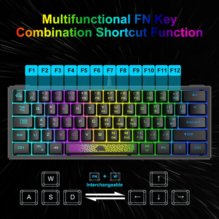 ZIYOULANG K61 62 Keys Game RGB Lighting Notebook Wired Keyboard, Cable Length: 1.5m(White) - Wired Keyboard by ZIYOULANG | Online Shopping South Africa | PMC Jewellery | Buy Now Pay Later Mobicred