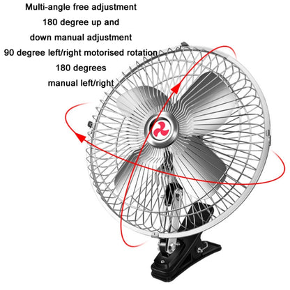 Car Powerful Fixing Clip Cooling High Wind Power Electric Fan, Specification: 8 inch Black 24V - Heating & Fans by PMC Jewellery | Online Shopping South Africa | PMC Jewellery | Buy Now Pay Later Mobicred