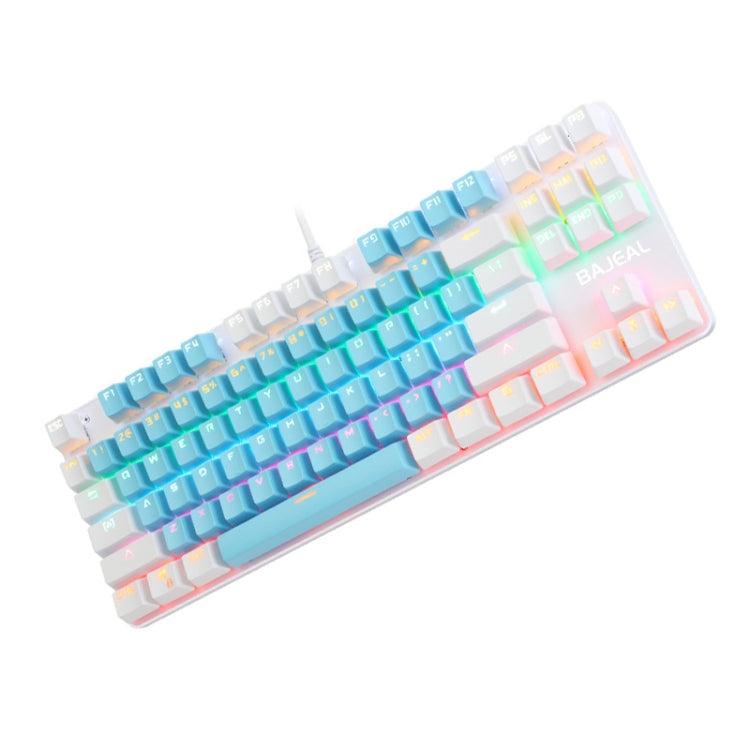 BAJEAL K100 87 Keys Green Shaft Wired Mechanical Keyboard, Cable Length: 1.6m(Blue White) - Wired Keyboard by BAJEAL | Online Shopping South Africa | PMC Jewellery | Buy Now Pay Later Mobicred