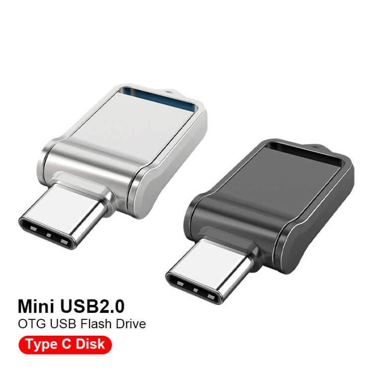 128GB USB 2.0 + Type-C/USB-C High Speed Mini Computer and Phone Dual-purpose Rotary U Disk(Black) - USB Flash Drives by PMC TechLife | Online Shopping South Africa | PMC TechLife | Buy Now Pay Later Mobicred