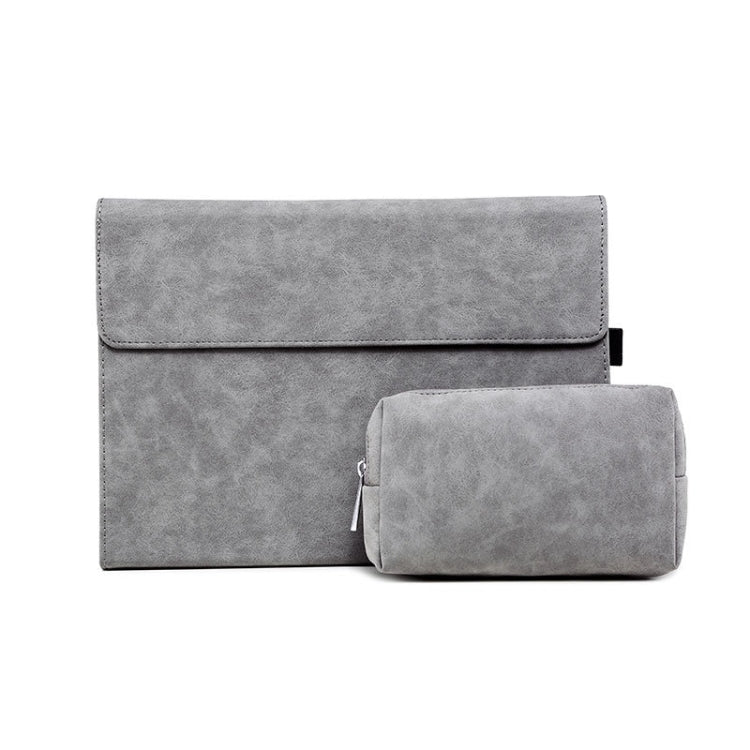 For Microsoft Surface Pro 9 Tablet Protective Case Holder(South African Sheepskin Gray Case + Power Supply Bag) - Others by PMC Jewellery | Online Shopping South Africa | PMC Jewellery | Buy Now Pay Later Mobicred