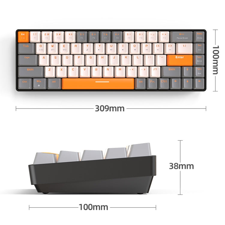 ZIYOU LANG K68 68 Keys Bluetooth Wireless Dual Model Mechanical Keyboard, Style: Red Shaft Version (Gray) - Wireless Keyboard by ZIYOU LANG | Online Shopping South Africa | PMC Jewellery | Buy Now Pay Later Mobicred