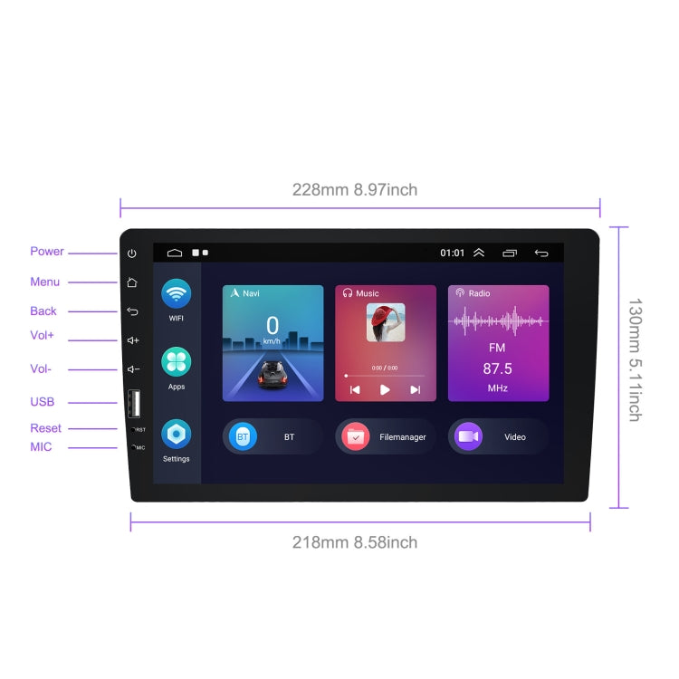 A3236 9 inch Android 11 Single Butt MP5 Player, Style: Carplay 1+16G(Standard+AHD Camera) - Car MP3 & MP4 & MP5 by PMC Jewellery | Online Shopping South Africa | PMC Jewellery | Buy Now Pay Later Mobicred