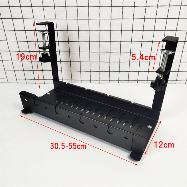 Stretchable Under Desk Cable Management Tray Carbon Steel Cable Organizer Cable Storage Rack(Black) - Shelf & Hooks by PMC TechLife | Online Shopping South Africa | PMC TechLife