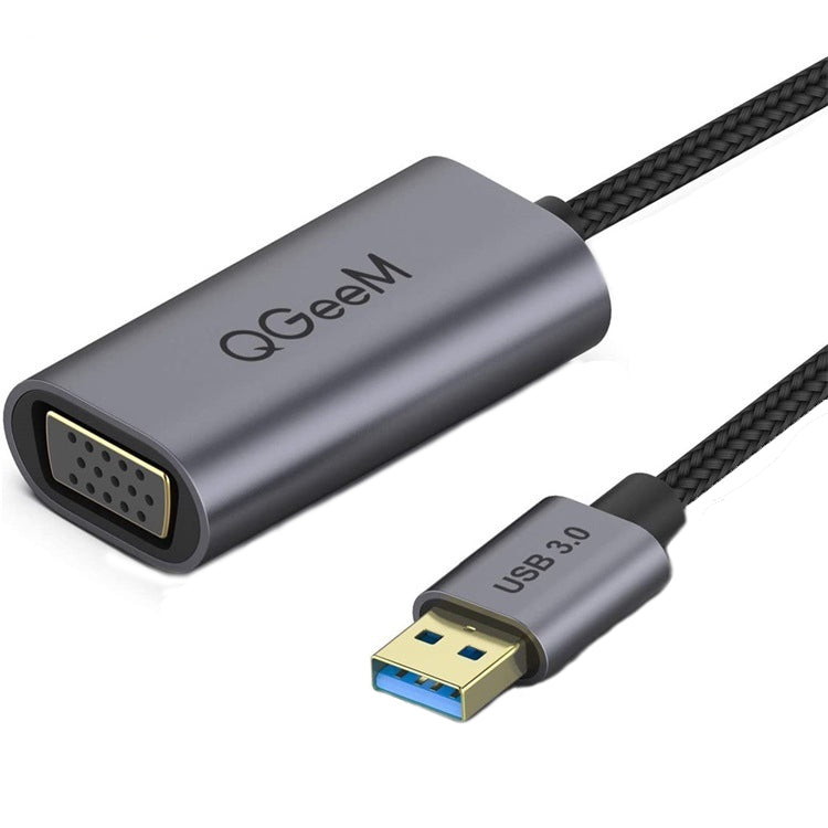 QGeeM QG-UA07-A USB 3.0 to VGA High Speed Transfer Multi-Display Video Converter(Silver Gray) - Cable & Adapters by QGeeM | Online Shopping South Africa | PMC Jewellery | Buy Now Pay Later Mobicred