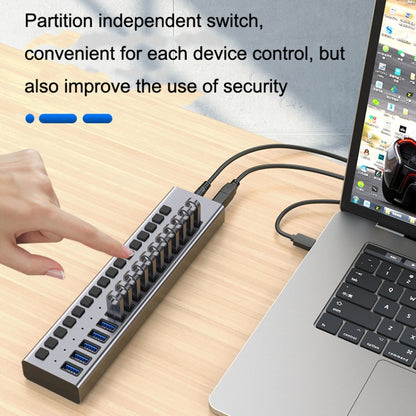 HS-716MG USB3.0 Aluminum Alloy 16 Ports 12V/7.5A Extension Docking Computer Camera HUB - USB 3.0 HUB by PMC Jewellery | Online Shopping South Africa | PMC Jewellery | Buy Now Pay Later Mobicred