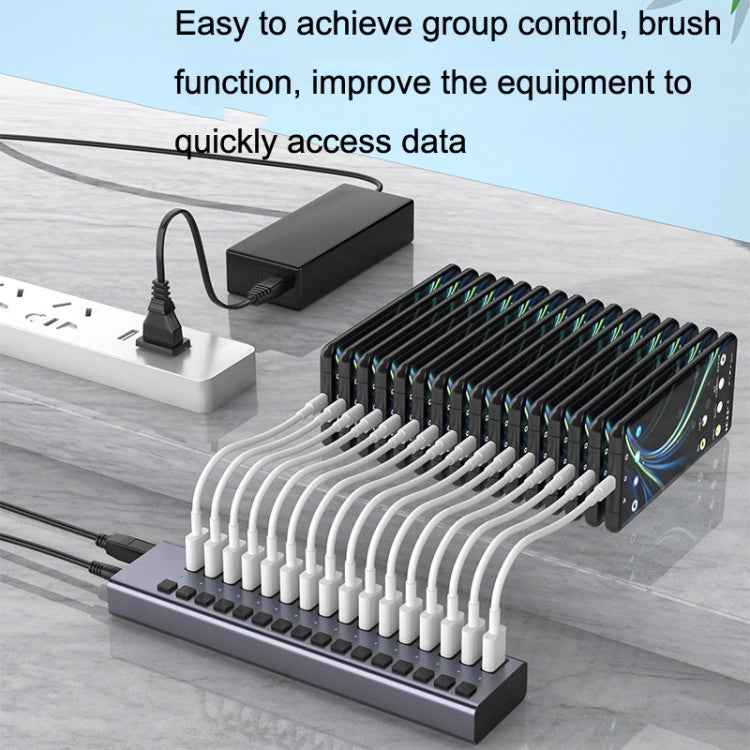 HS-716MG USB3.0 Plastic Shell Black 10 Ports 12V/4A Extension Docking Computer Camera HUB - USB 3.0 HUB by PMC Jewellery | Online Shopping South Africa | PMC Jewellery | Buy Now Pay Later Mobicred