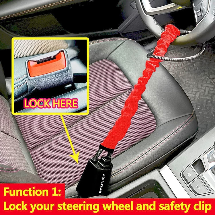 S308 Car Steering Wheel Wire Rope Lock Security Anti-theft Locks(Black) - Steering Wheel Locks by PMC TechLife | Online Shopping South Africa | PMC TechLife | Buy Now Pay Later Mobicred