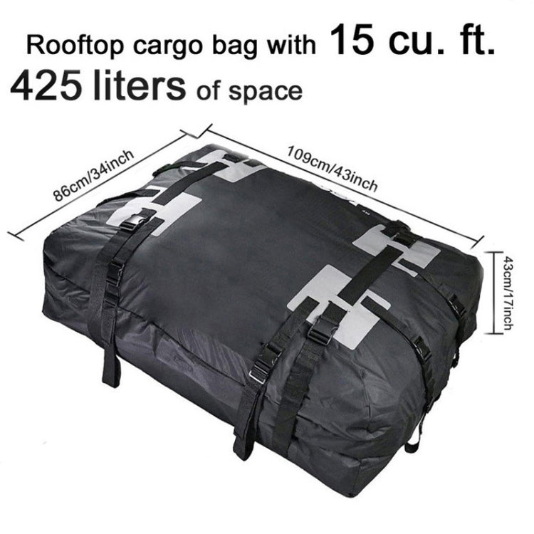 15 Cubic Foot Car Universal Rainproof Roof Luggage Outdoor Camper Roof Bag + Non-slip Mat(Black) - Roof Racks by PMC Jewellery | Online Shopping South Africa | PMC Jewellery | Buy Now Pay Later Mobicred