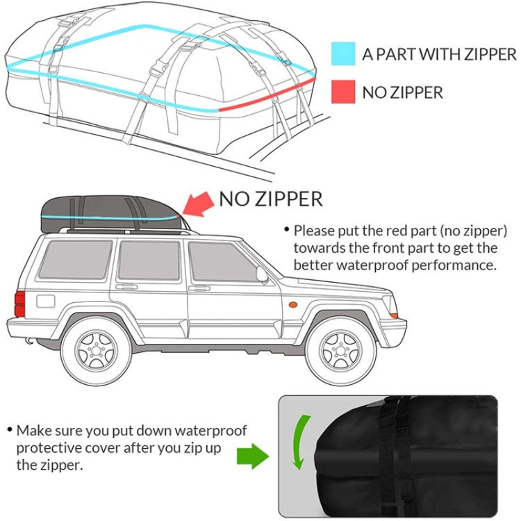 15 Cubic Foot Car Universal Rainproof Roof Luggage Outdoor Camper Roof Bag + Non-slip Mat(Black) - Roof Racks by PMC Jewellery | Online Shopping South Africa | PMC Jewellery | Buy Now Pay Later Mobicred