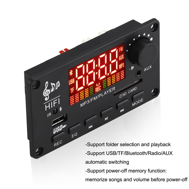 JX-Y04 12V 50W Color Screen Bluetooth Decoding Board,Support FM / Call / Recording, Color: Black White - Car MP3 & MP4 & MP5 by PMC Jewellery | Online Shopping South Africa | PMC Jewellery | Buy Now Pay Later Mobicred