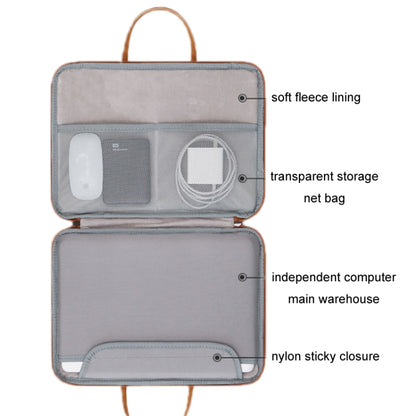 Baona Leather Fully Open Portable Waterproof Computer Bag, Size: 13/13.3 inches(Gray Brown) - 13.3 inch by Baona | Online Shopping South Africa | PMC Jewellery | Buy Now Pay Later Mobicred