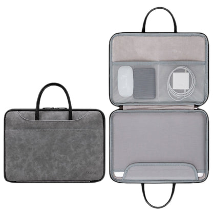 Baona Leather Fully Open Portable Waterproof Computer Bag, Size: 14 inches(Gray Black) - 14.1 inch by Baona | Online Shopping South Africa | PMC Jewellery | Buy Now Pay Later Mobicred