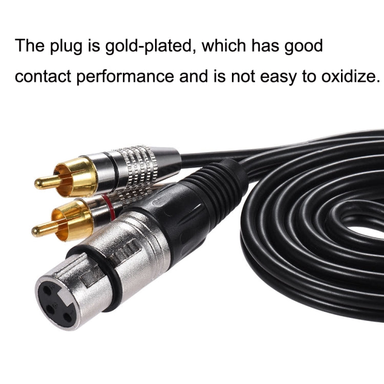 XLR Female To 2RCA Male Plug Stereo Audio Cable, Length: 0.5m - Microphone Audio Cable & Connector by PMC Jewellery | Online Shopping South Africa | PMC Jewellery