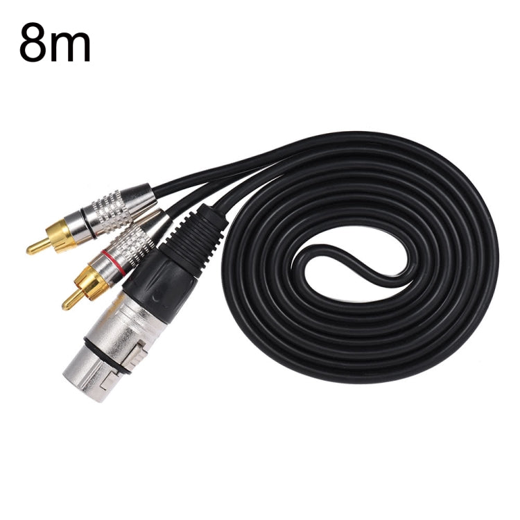 XLR Female To 2RCA Male Plug Stereo Audio Cable, Length: 8m - Microphone Audio Cable & Connector by PMC Jewellery | Online Shopping South Africa | PMC Jewellery | Buy Now Pay Later Mobicred