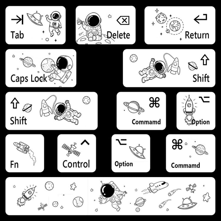 for Macbook Air 13.3 inch 5pcs Laptop Keyboard PVC Sticker(Astronaut) - Keyboard Protector by PMC Jewellery | Online Shopping South Africa | PMC Jewellery | Buy Now Pay Later Mobicred