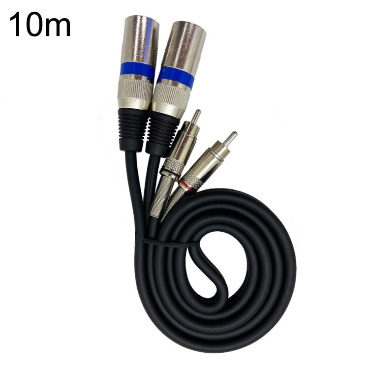 2RCA Male 2XLR Caron Male Speaker Audio Balance Cable, Length: 10m - Microphone Audio Cable & Connector by PMC Jewellery | Online Shopping South Africa | PMC Jewellery | Buy Now Pay Later Mobicred