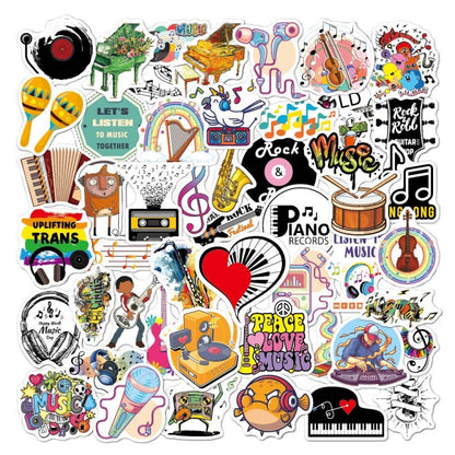 100pcs / 2 Sets Rock Band Sticker Musical Instrument Computer Suitcase Skateboard Decorative Sticker - Sticker by PMC Jewellery | Online Shopping South Africa | PMC Jewellery