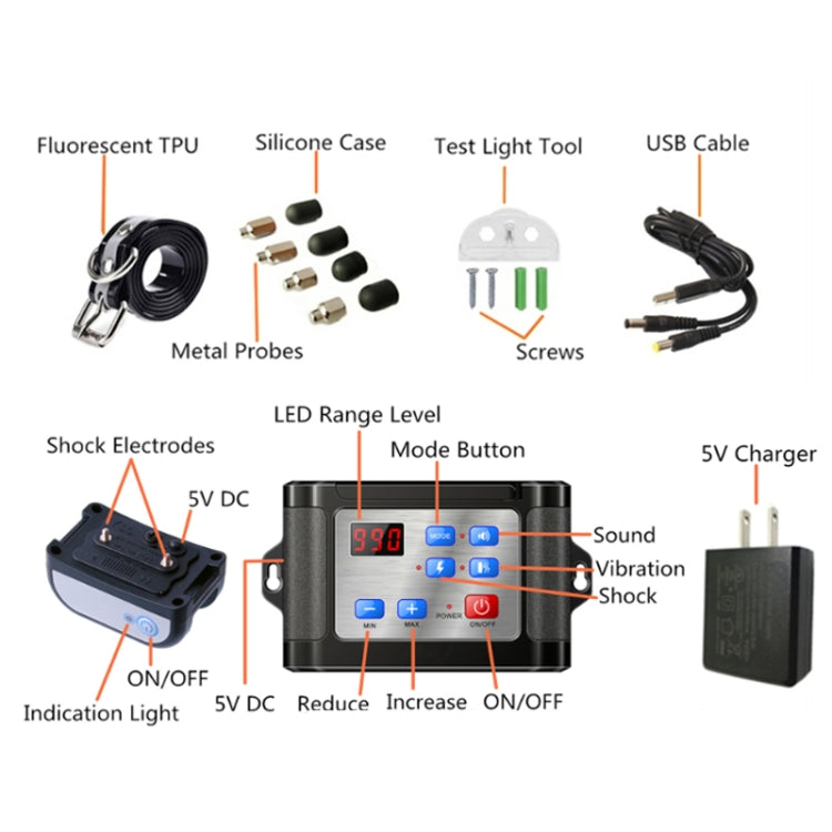 Outdoor Wireless Electronic Pet Fence Night Reflective Collar, Specification: One for One(US Plug) - Training Aids by PMC Jewellery | Online Shopping South Africa | PMC Jewellery | Buy Now Pay Later Mobicred