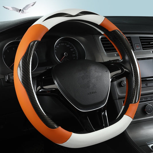 Carbon Fiber Leather Four Season Universal D Type Steering Wheel Cover, Size: 38cm(Orange) - Steering Wheel Accessories by PMC Jewellery | Online Shopping South Africa | PMC Jewellery | Buy Now Pay Later Mobicred